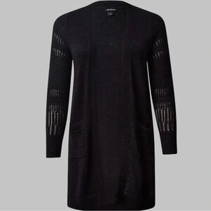 Torrid Black Duster Open Front Stitch Detail Sweater